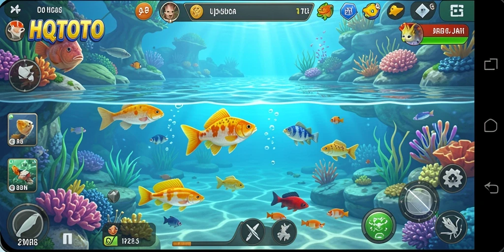 Gameplay HQTOTO yang menampilkan momen memancing yang mendebarkan.