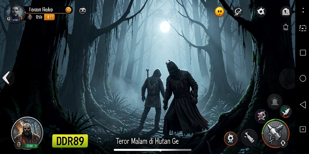 Screenshot gameplay IDR89 menangkap momen ketegangan saat menghadapi makhluk menyeramkan.