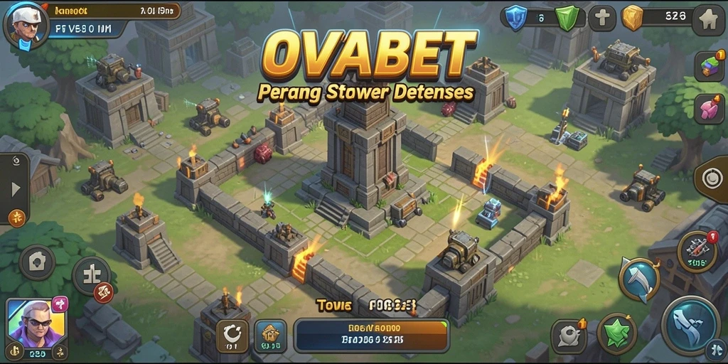 Tampilan gameplay menegangkan di Tower Defense OVABET.