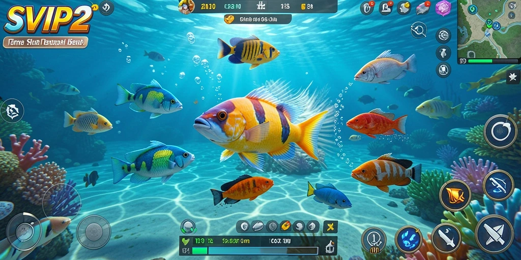 Screenshot gameplay <strong>SVIP2</strong> menampilkan aksi menembak ikan yang seru dan menantang.