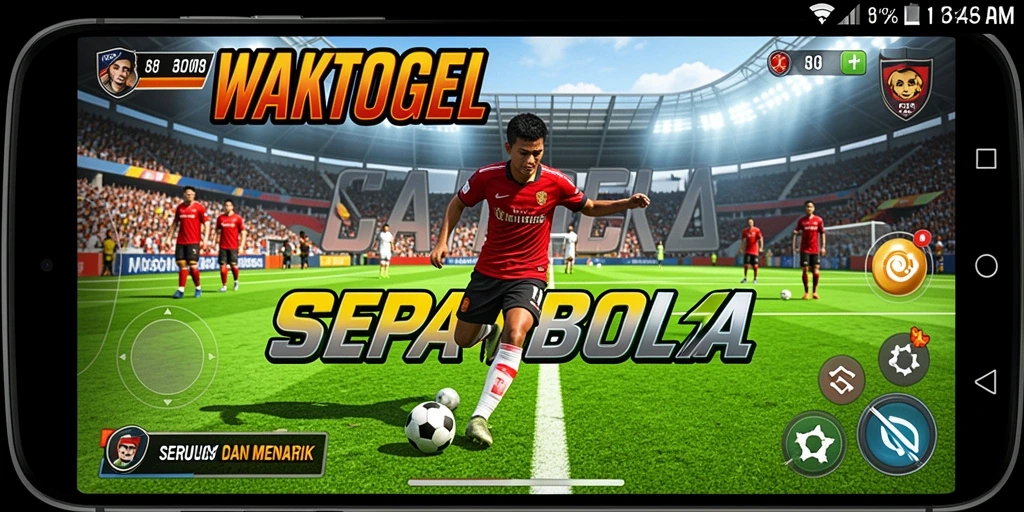 Tampilan gameplay seru di WAKTOGEL dengan aksi sepak bola nyata.